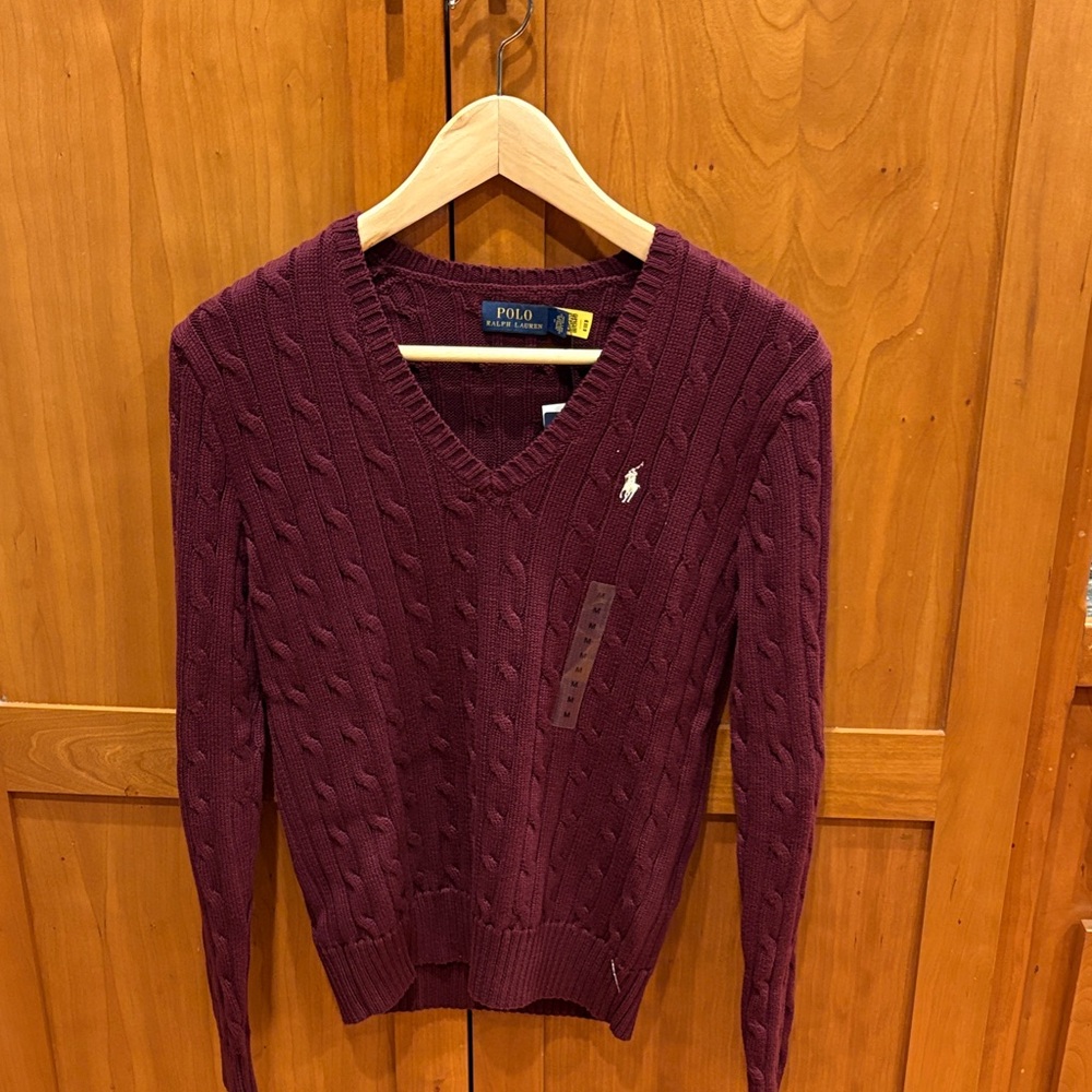 Ralph Lauren Deep Red Cable Knit Sweater